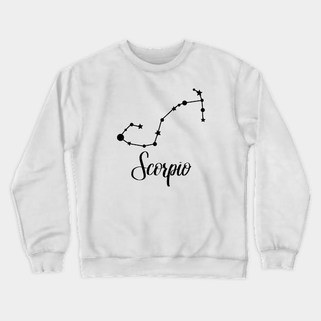 Scorpio Zodiac Constellation in Black Crewneck Sweatshirt by Kelly Gigi